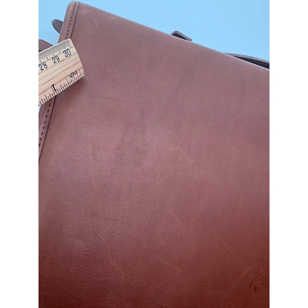Coach Vintage Brown Leather Zip 3 Ring Portfolio Binder planner Organizer Krause